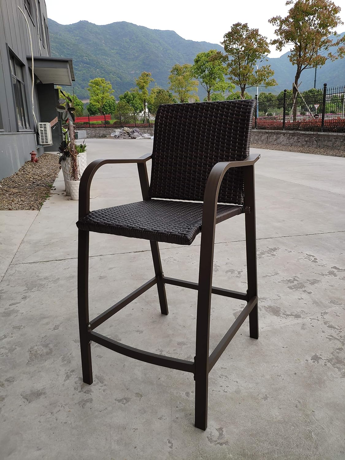 Brown Wicker 2 PCS Set Crestlive Products Counter Height Wicker Bar