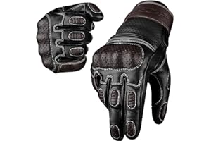 J.A.G. Motorcycle Gloves - Premium Leather Perforated Motorcycle Gloves for Men with Knuckle Protection | Touchscreen Motorbike Riding Gloves