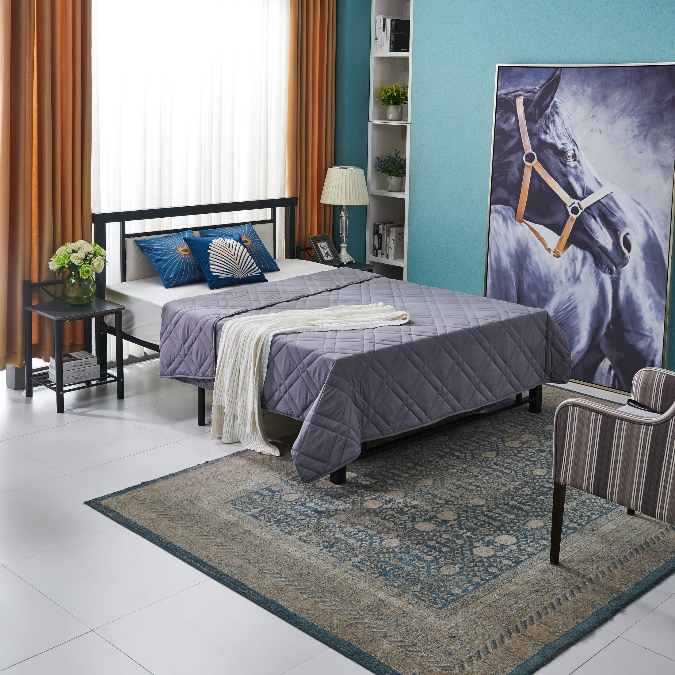 Vtom Weighted Blanket | 25 lbs | 80"x90" | Grey | Cooling Weighted Blanket for Adults 165-250 lbs | King Size Bed | Premium Material with Glass Beads