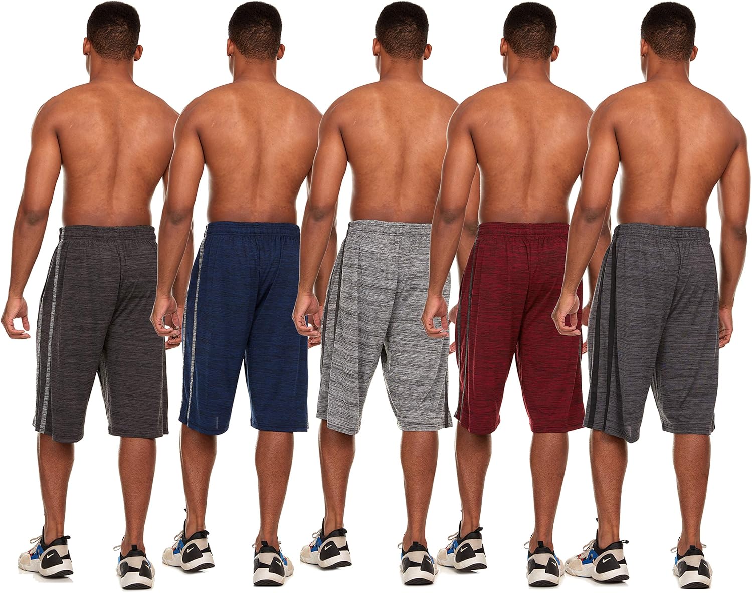 Essential Elements 5 Pack: Men's Active Performance Athletic Basketball Gym Workout Gym Cationic Shorts with Pockets at  Men’s Clothing store