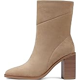 Lovee Cosee Women's Ankle Boots 2025 Chunky Heel Square Toe Side Zipper Booties with Unique Seam Detailing Casual Dress Fall Winter Boots for Party Office Date Night Outfit