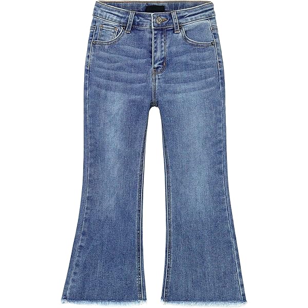 Pantalones De Carga De Mezclilla Lavada Con Cintura Elástica Para Niñas