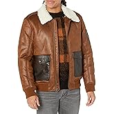 Levi's mens Faux Leather Aviator Bomber Jacket With Sherpa Lined Collar