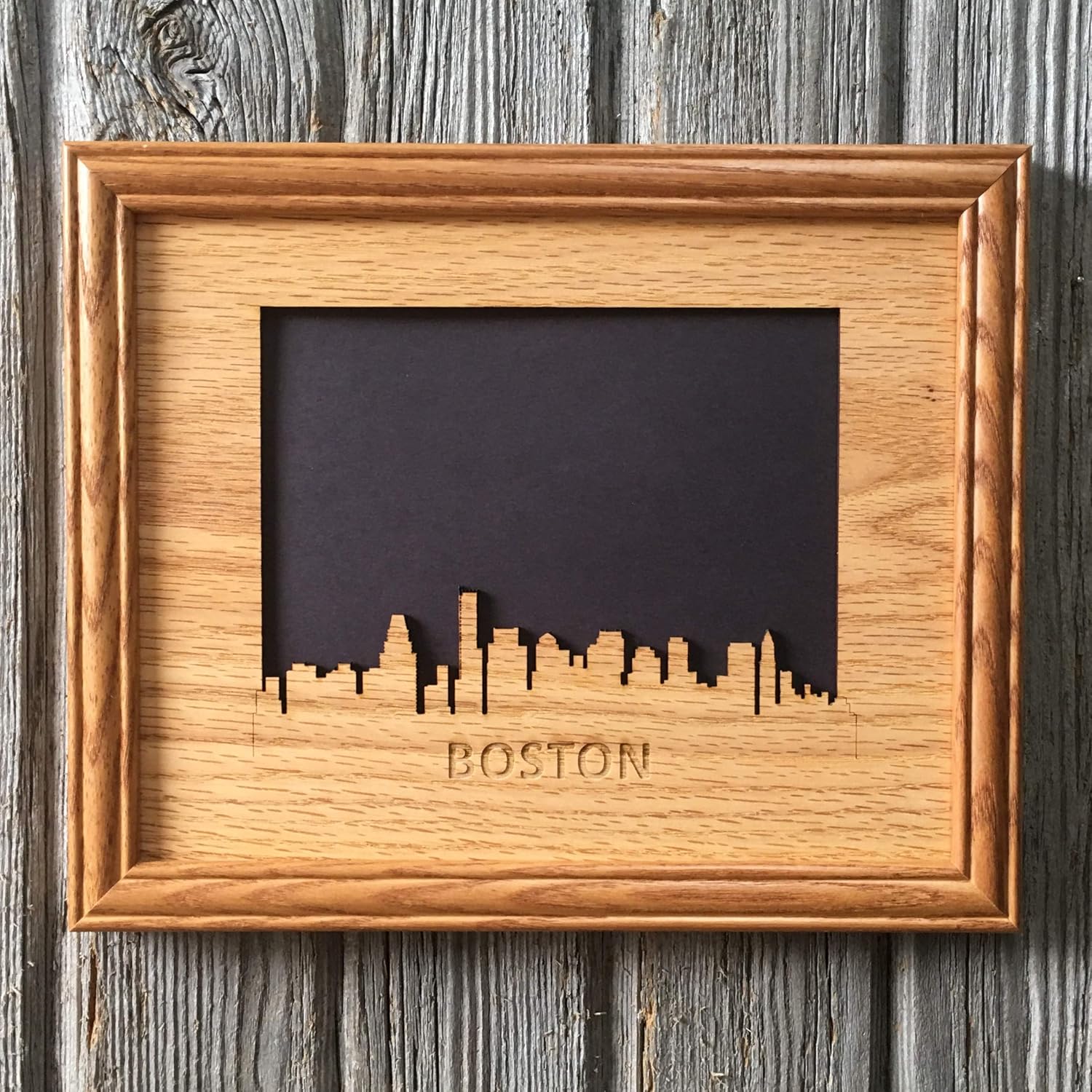 Boston Skyline Picture Frame Holds 5x7 Photo Handmade