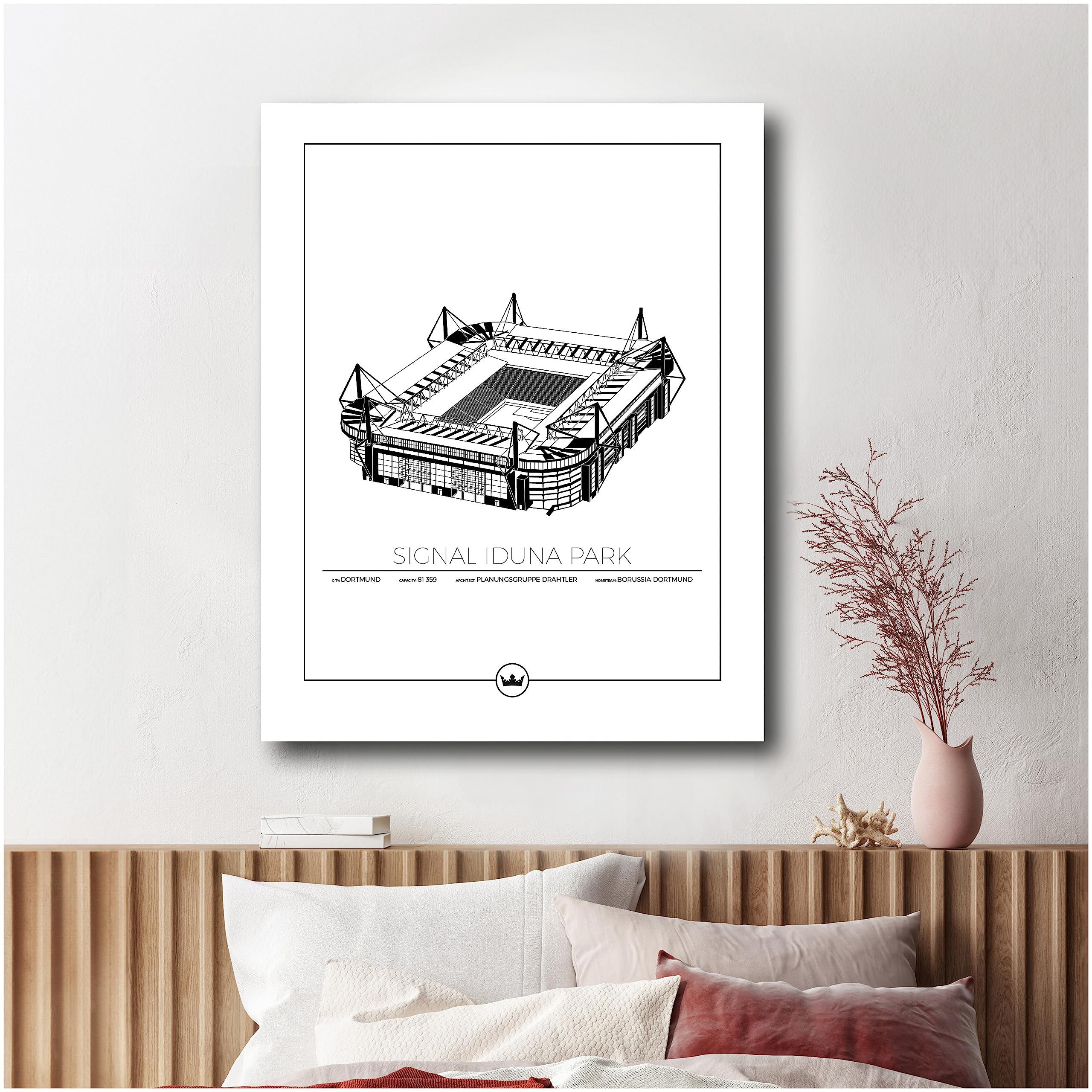 Sverigemotiv Wall Art Print of Signal Iduna Park Borussia Dortmund Football Stadium— Artwork Football Gifts for Boys Girls Men Fans — Home of Die Borussen — Unframed Poster 50x70 cm