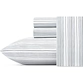 Nautica - Twin Size Sheet Set, Crisp & Tailored Cooling Sheets with a Smooth Cotton Percale Lightweight Feel - Bed Sheets with Matching Pillowcase & Fitted Sheet (Beaux Stripe Navy)
