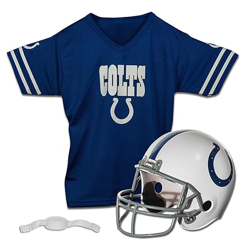 Franklin Sports NFL Indianapolis Colts Kids Football Helmet and Jersey Set - Youth Football Uniform Costume - Helmet, Jersey, Chinstrap - Youth M