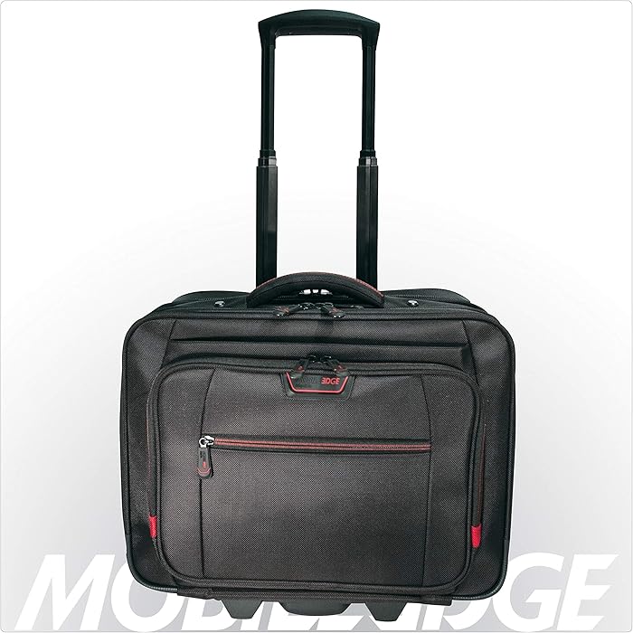Mobile Edge Professional Rolling Laptop Case, 17.3 Inch, Adjustable Laptop Section, Five-Stage Telescoping Handle, Black, for Men, Women, Business, Travel, Students, MEPRC1