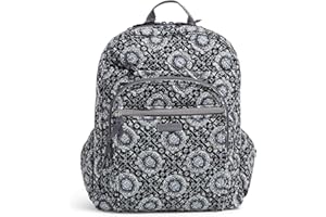 Vera Bradley Women's Cotton XL Campus Backpack, Charcoal Medallion, One Size