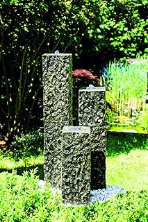 Köhko Springbrunnen "Lilienstein" Höhe ca. 50 cm Gartenbrunnen aus Polyresin in Natursteinoptik inkl. LED-Beleuchtung