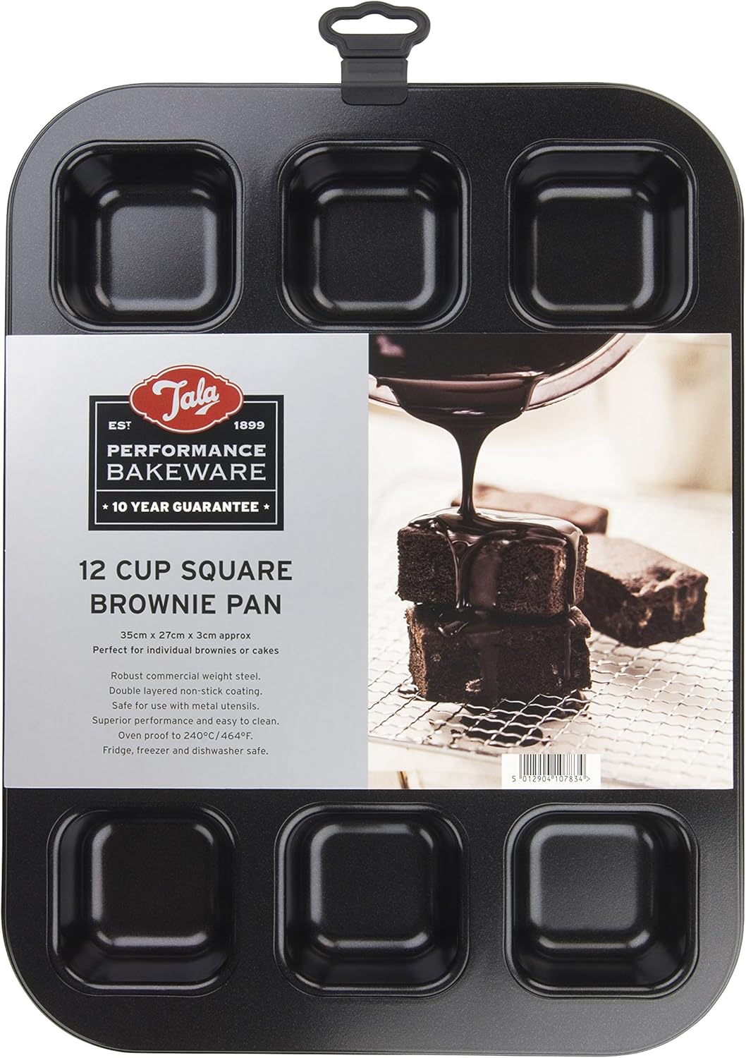 Tala Performance, 12 Cup Square Mini Brownie Cake Pan, Professional Gauge Carbon Steel with Eclipse Premium Non-Stick Coating, Cake Tin
