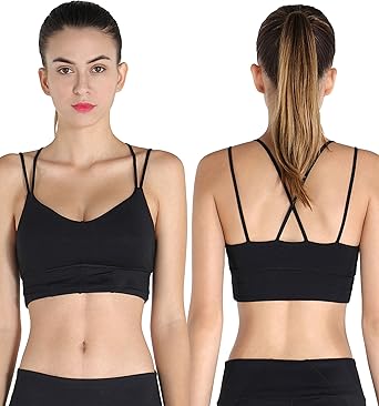 Amazon.com: Exerin sujetador deportivo con tirantes para mujer, sostén cruzado con luz de apoyo para yoga: Clothing