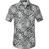 SSLR Hawaiian Shirt for Men Short Sleeve Button Down Shirts Summer Beach Shirts