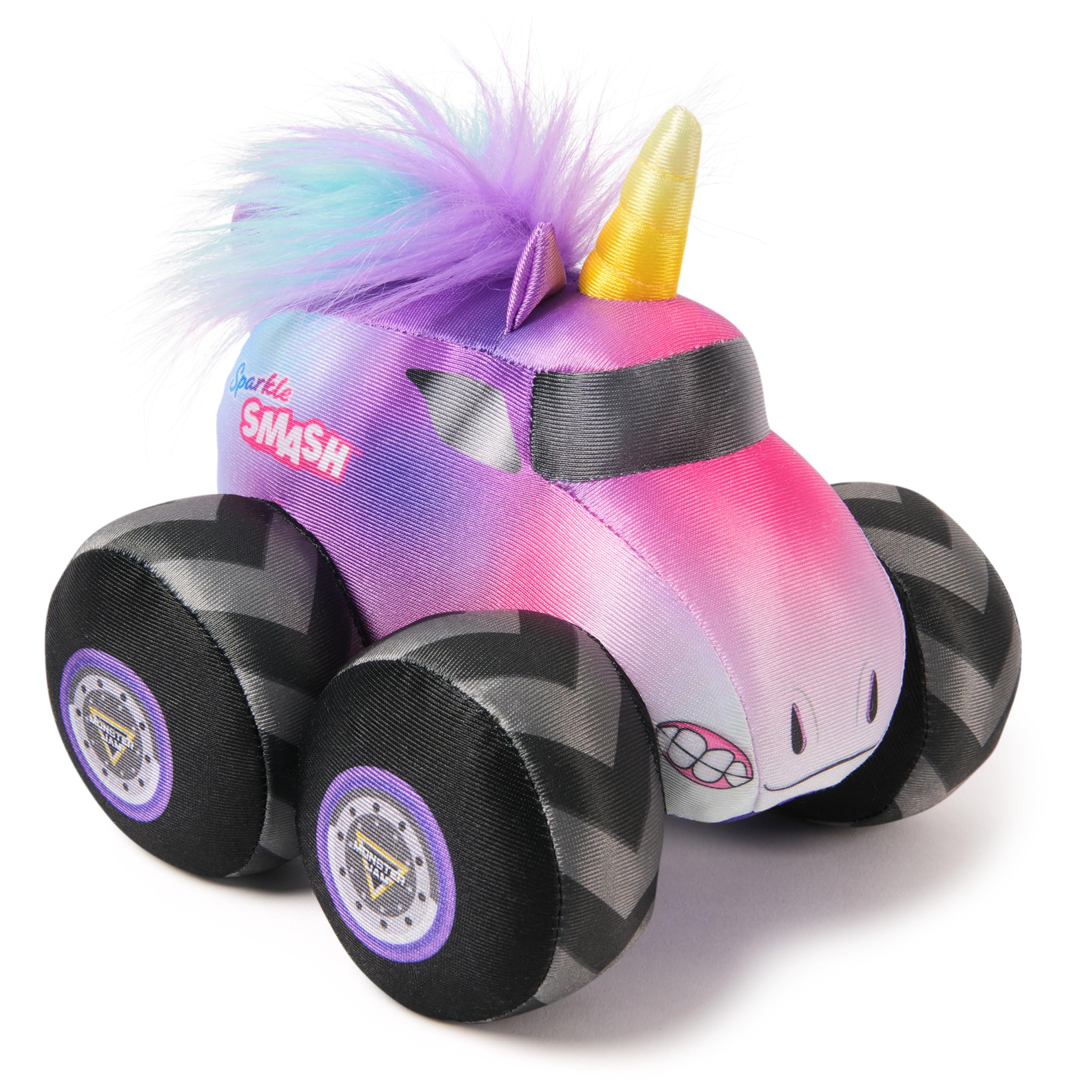 Monster Jam Official Sparkle Smash Truck with Sound, Plush Toy, Unicorn Monster Truck for Boys and Girls, Kids Toys for Ages 3 and Up, 7”