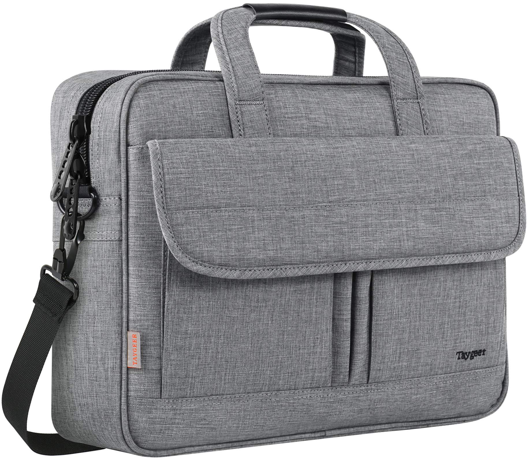 Taygeer Laptop Bag for Men, Water Resistant Crossbody Messenger Shoulder Bag for Business, Professional Premium Office Briefcase, Portable 15.6 Inch Carry On Laptop Case for Notebook/Computer, Grey