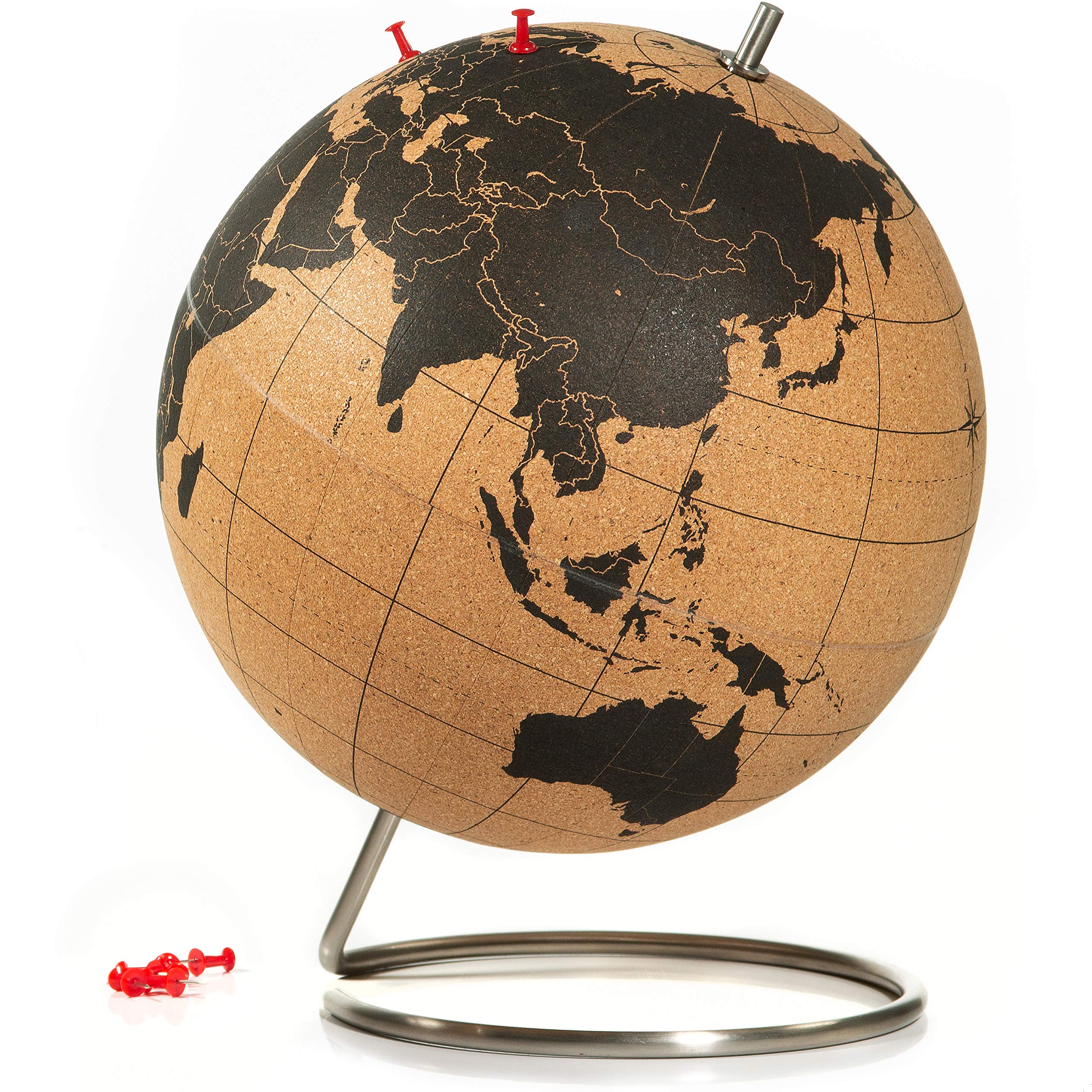 Suck UK LARGE DESKTOP CORK PUSH PINS INCLUDED EDUCATIONAL WORLD MAP