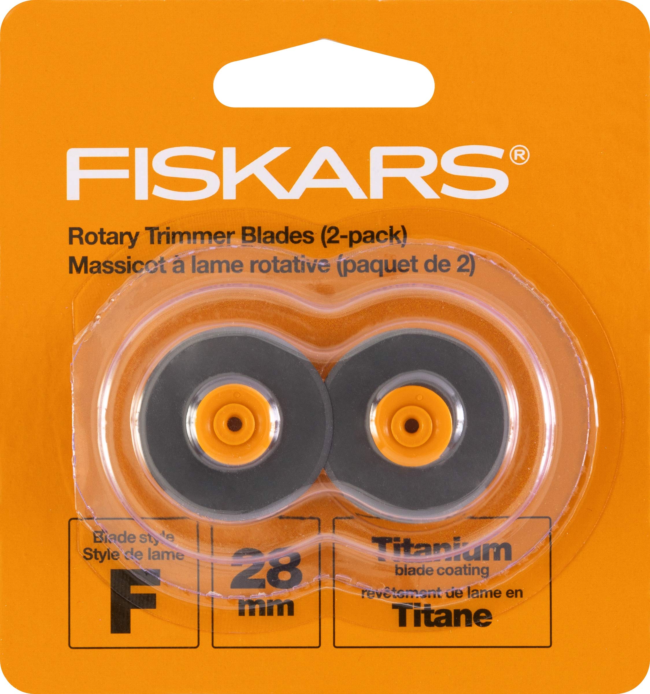 Fiskars 28mm Replacement Titanium Rotary Cutter Blades (2-Pack) - Style F - Compatible 28mm Rotary Paper Cutters