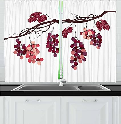 Fruit Kitchen Curtains By Ambesonne Vine Branch With Colorful