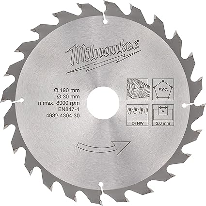 Milwaukee Scie Circulaire 190 X 30 Mm 24 Dents 4932430430 Amazon Fr Bricolage