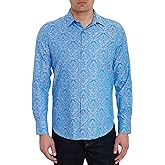Robert Graham Men's Bayview Long-Sleeve Woven Button Down Shirt, Premium Cotton Knit Top, Classic-Fit & Richly Detailed