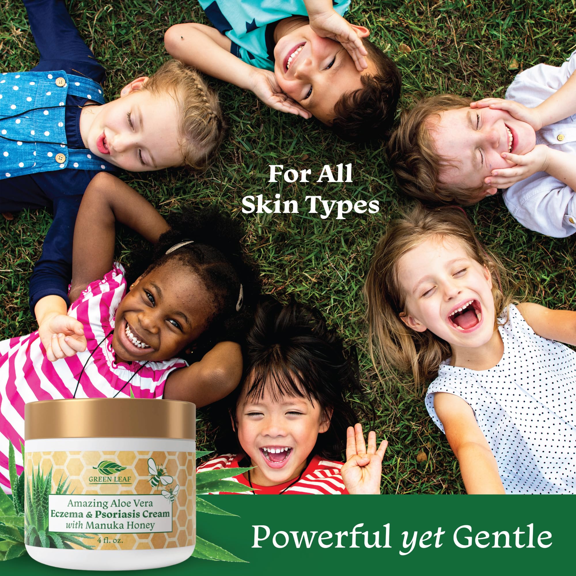 Green Leaf Naturals - Manuka Honey Face Cream - 16oz -Aloe Vera - Jojoba Oil Infused - Body Cream - Gluten Free Moisturizer for Kids & Adults - Nourishing Skin Care