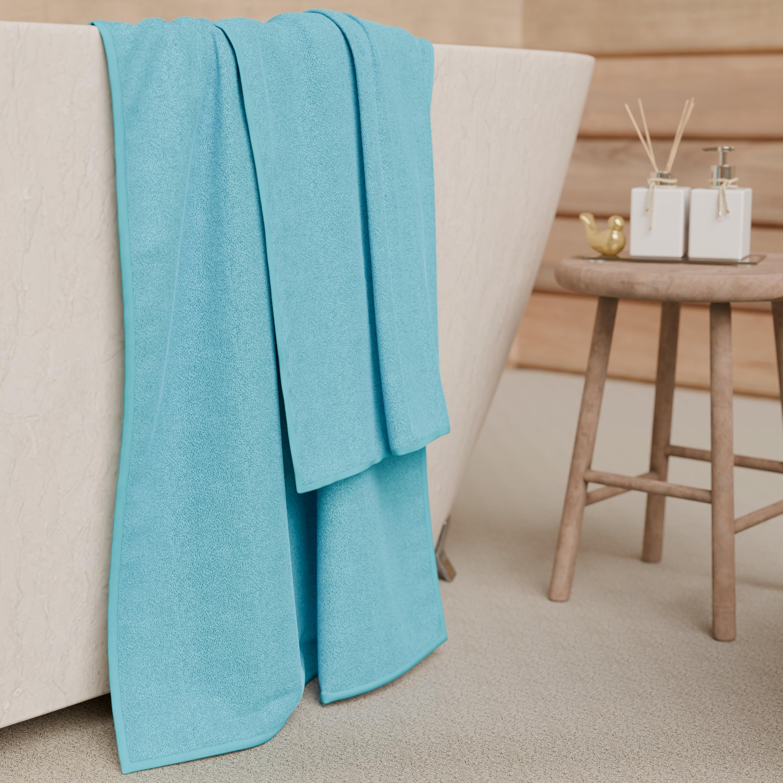 PETTI Artigiani Italiani - 100% Cotton Terry Bath Towels, 1+1 Towel Set, 2 Pieces 1 Face Towel and 1 Hand Towel, Turquoise Towels — image 1