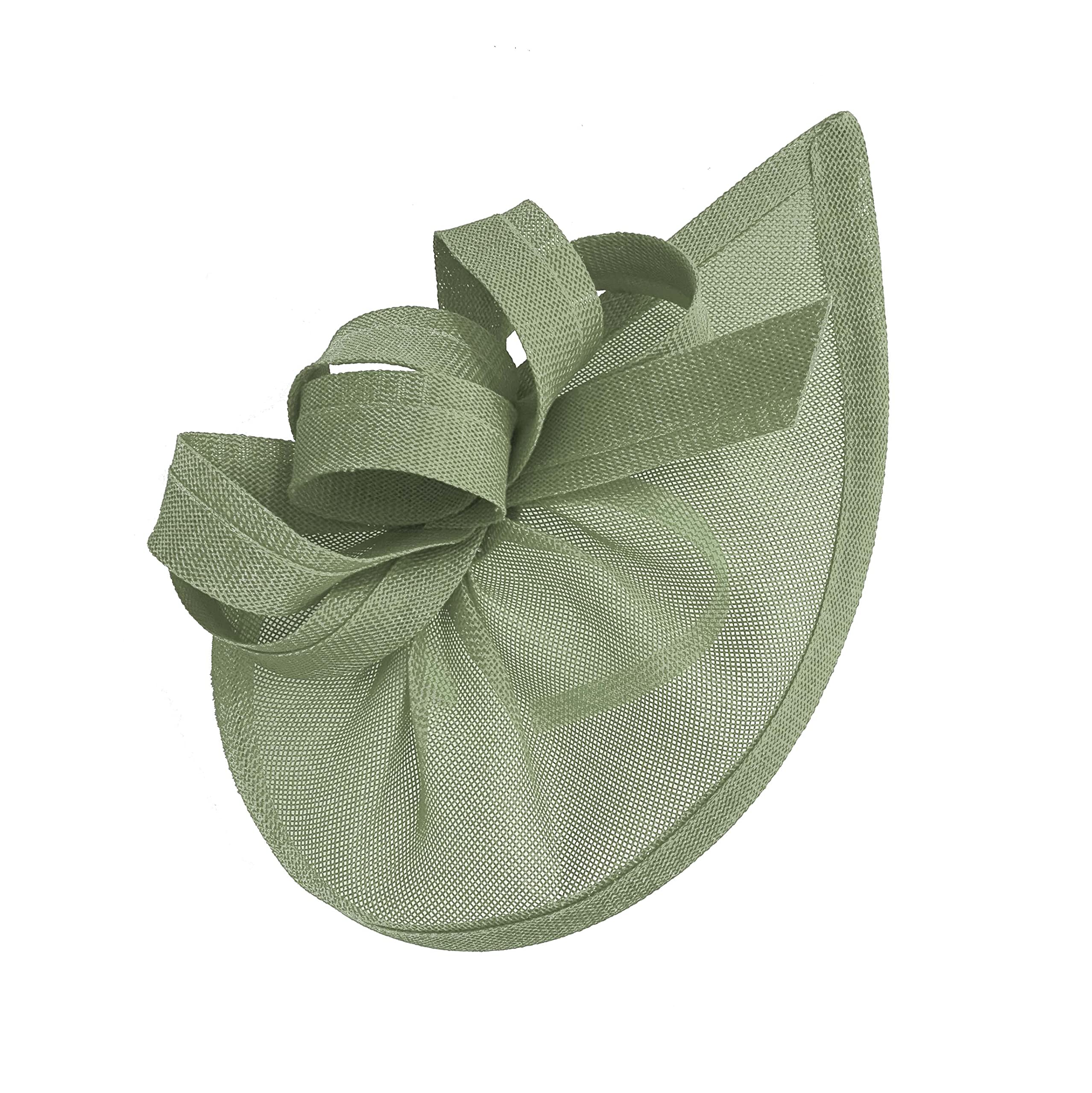 Caprilite Vegan Moon Hoop Fascinator Hat on Headband Wedding Ascot Races Bespoke Sinamay Disc (Sage Green) — image 1