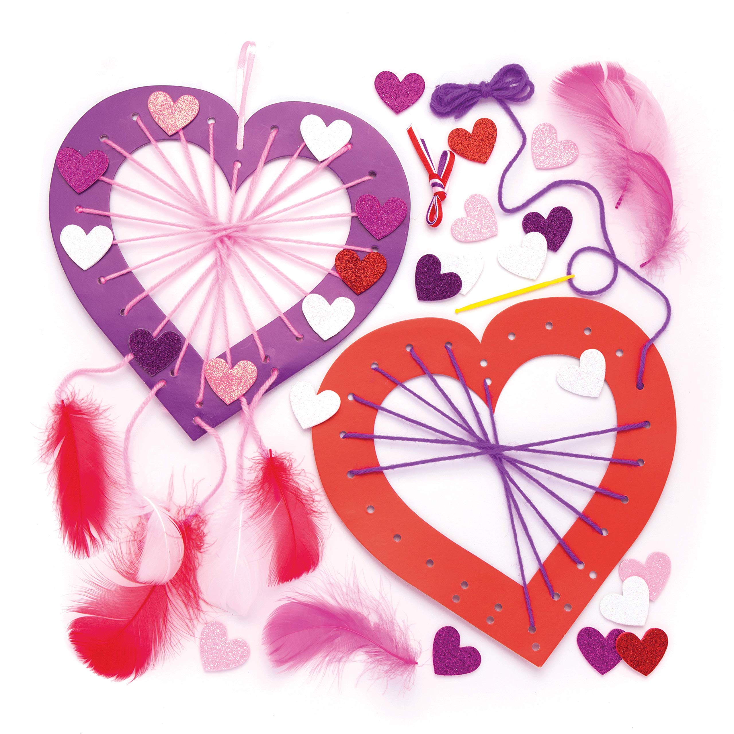 Baker Ross AR996 Heart Dreamcatcher Kits (Pack of 4) For Kids to Make, Display or Gift For Mothers Day/Valentines Day