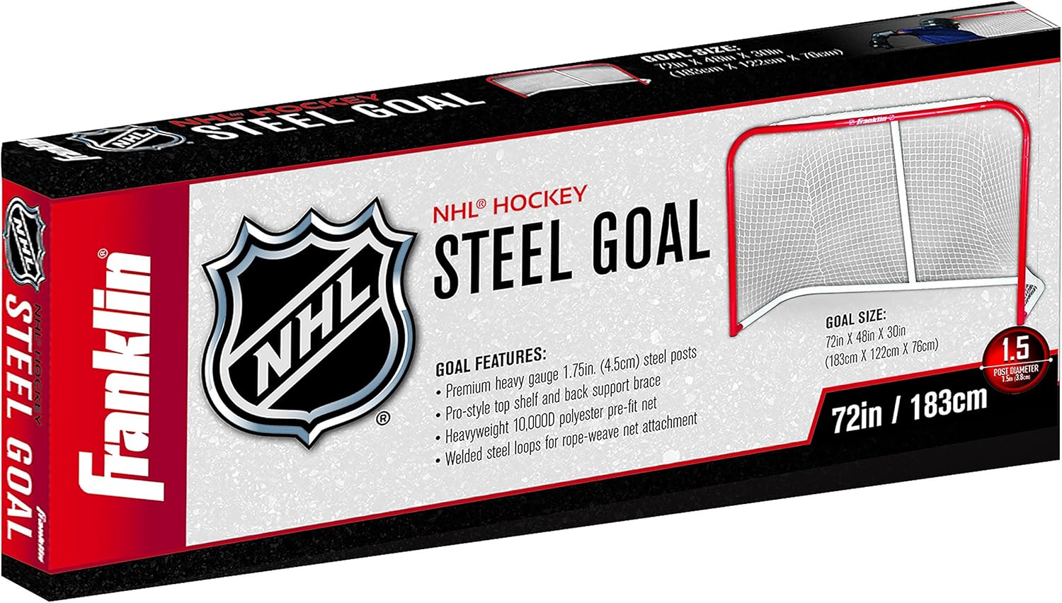 Franklin Sports Street Hockey Goal - Official Regulation Steel Hockey Net - Street Hockey Goal Set - 72" x 48" - 1.5 Inch Post : Hockey Nets : Sports & Outdoors