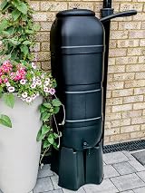 Strata 100L Water Butt Set with Stand Lid and Tap Black Slimline view 2