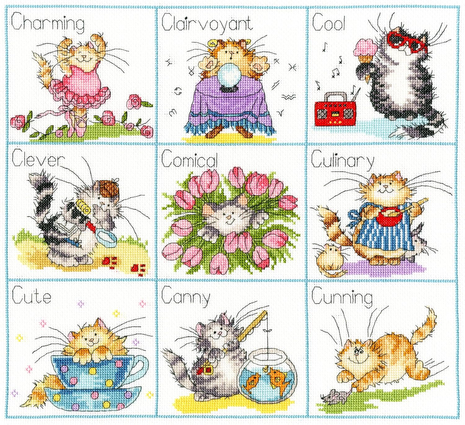 Bothy Threads Margaret Sherry It's A Cat's Life Counted Cross Stitch, White, Small