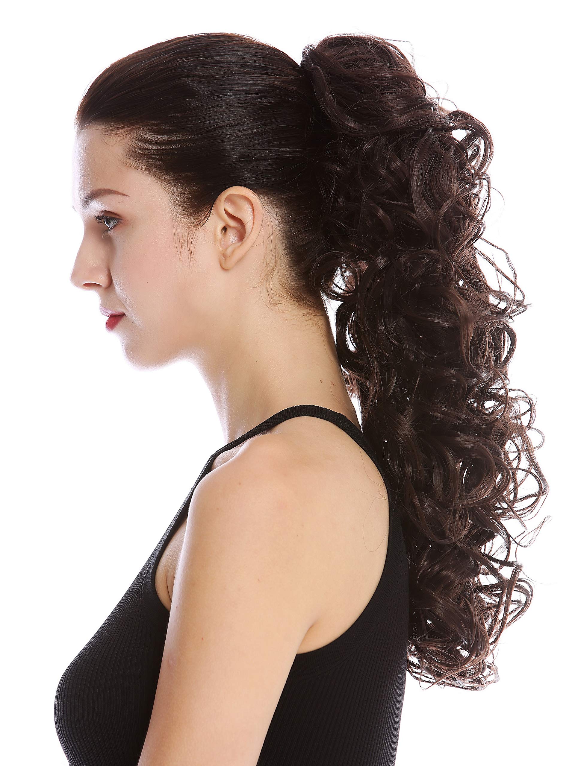 WIG ME UP - MKB-6A-V-6 Ponytail Hairpiece Extensions optional Combs & Clamp long voluminous curled curls brown 17inch โ image 1