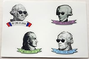 4 Sticker Sheet Hipster Alexander Hamilton, Washington, Lafayette, and Burr Set