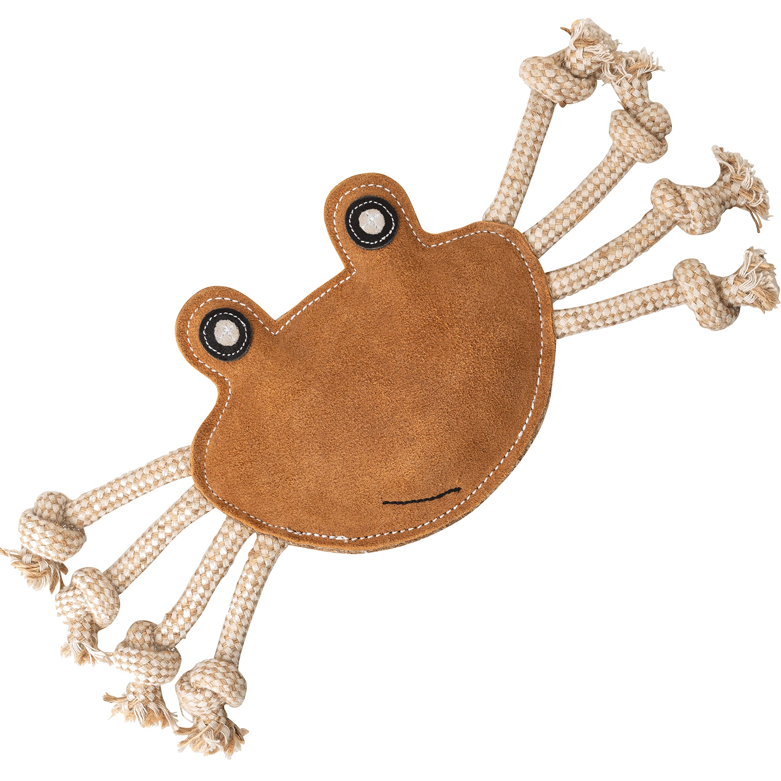 Schnüffelfreunde Curtis Tug Toy - Crab with Pull Ropes - Leather Chew Toy for Dogs