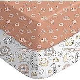 Yoofoss Baby Pack and Play Sheets 2 Pack for Boys and Girls - 38x26 Mini Crib Sheets Fitted Neutral Compatible with Graco Pack n Play Mattress,Ultra Soft Breathable Microfiber Animal World