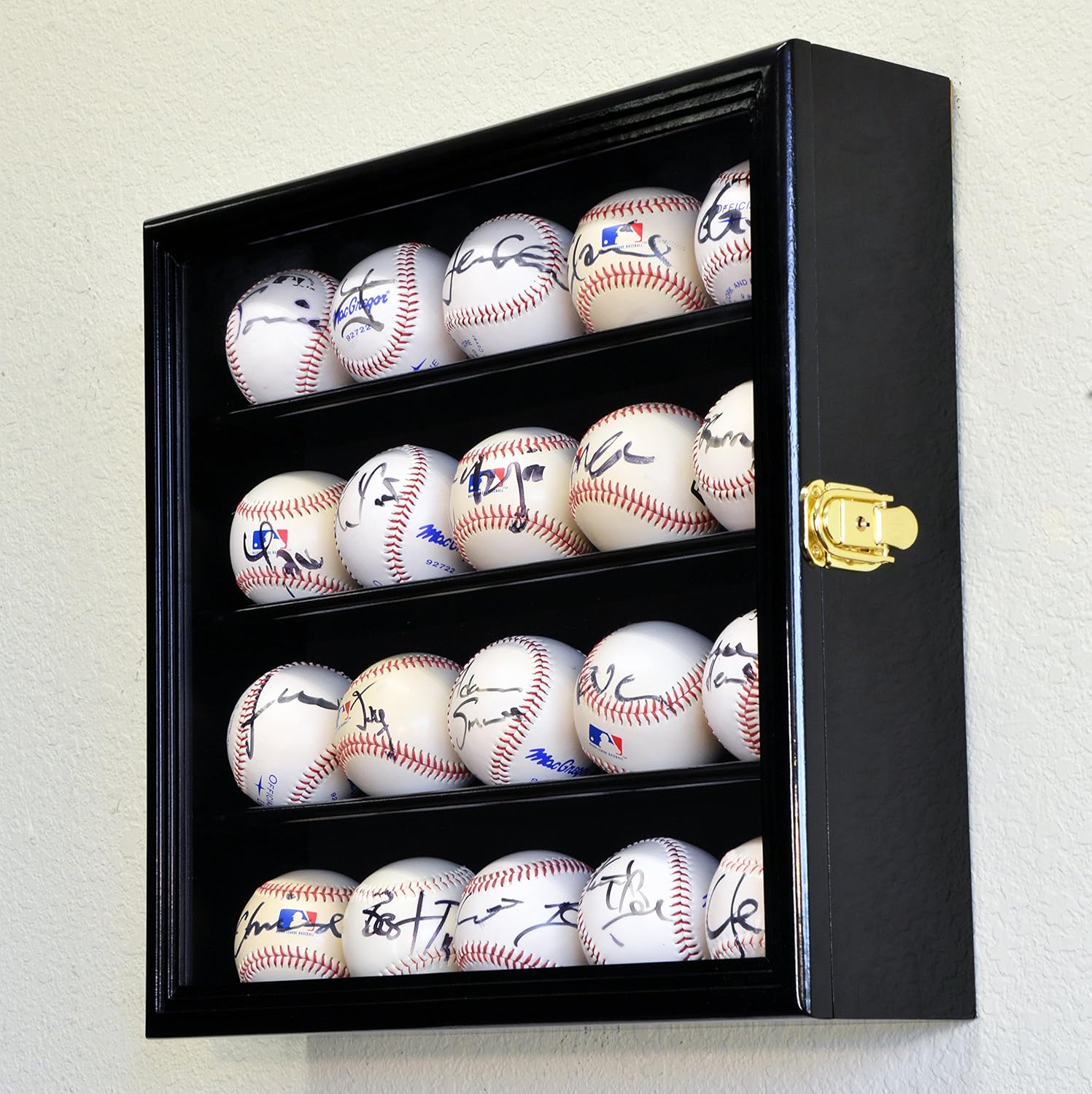 MK104 JackCubeDesign 20 Baseball Display Case Wall Mount Leather Wood Shelf Sports