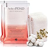 atelier POND Korean Exfoliating Washcloth, 2-Pack – Soft Cotton-Blend Exfoliating Shower Towel for Sensitive Skin, Extra-Long Back Scrubber (Soft Orange)