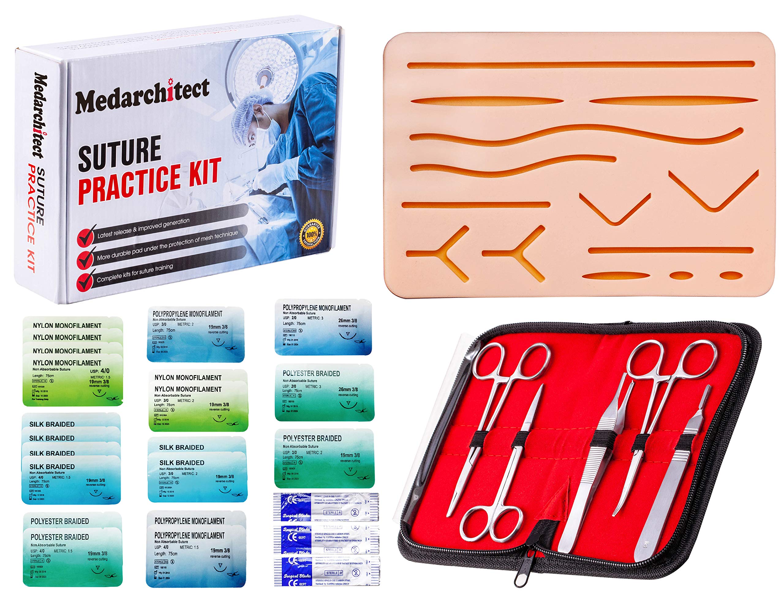 Suture Practice Kit (30 Pieces) for Medical Student Suture Training