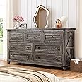 EnHomee Dresser for Bedroom with 7 Drawers Wood Dresser with Smooth Metal Rail 15" D x 51.2" W x 31.5" H, TV Stand for Bedroom, Hallway, Closet, Dark Rustic Oak