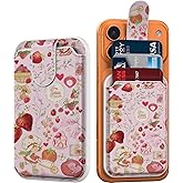 DEENAKIN for MagSafe Wallet, 3 Card Holder With RFID Blocking, Slim Magnetic Wallet for iPhone 17/16/15/14/13/12/11 Series with Cute Trendy Designs, Strawberry Sweetie