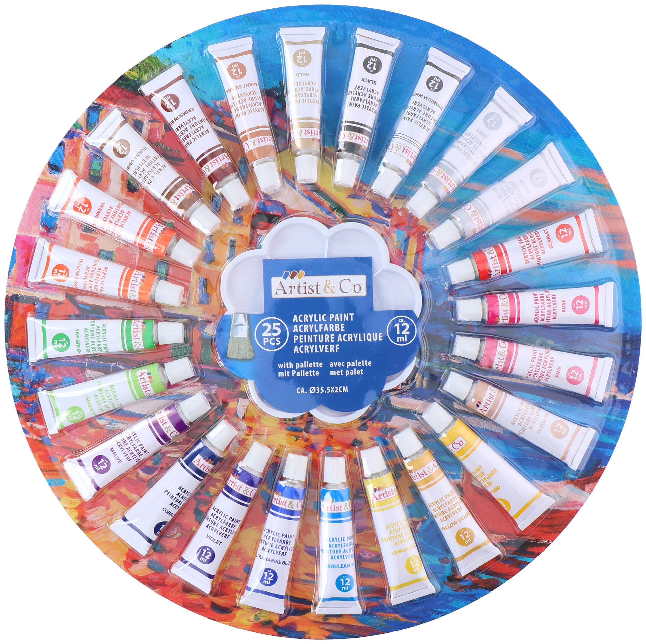 SHINE 25 Acrylic Premium Paint Set Includes vibrant bold colours for arts and crafts