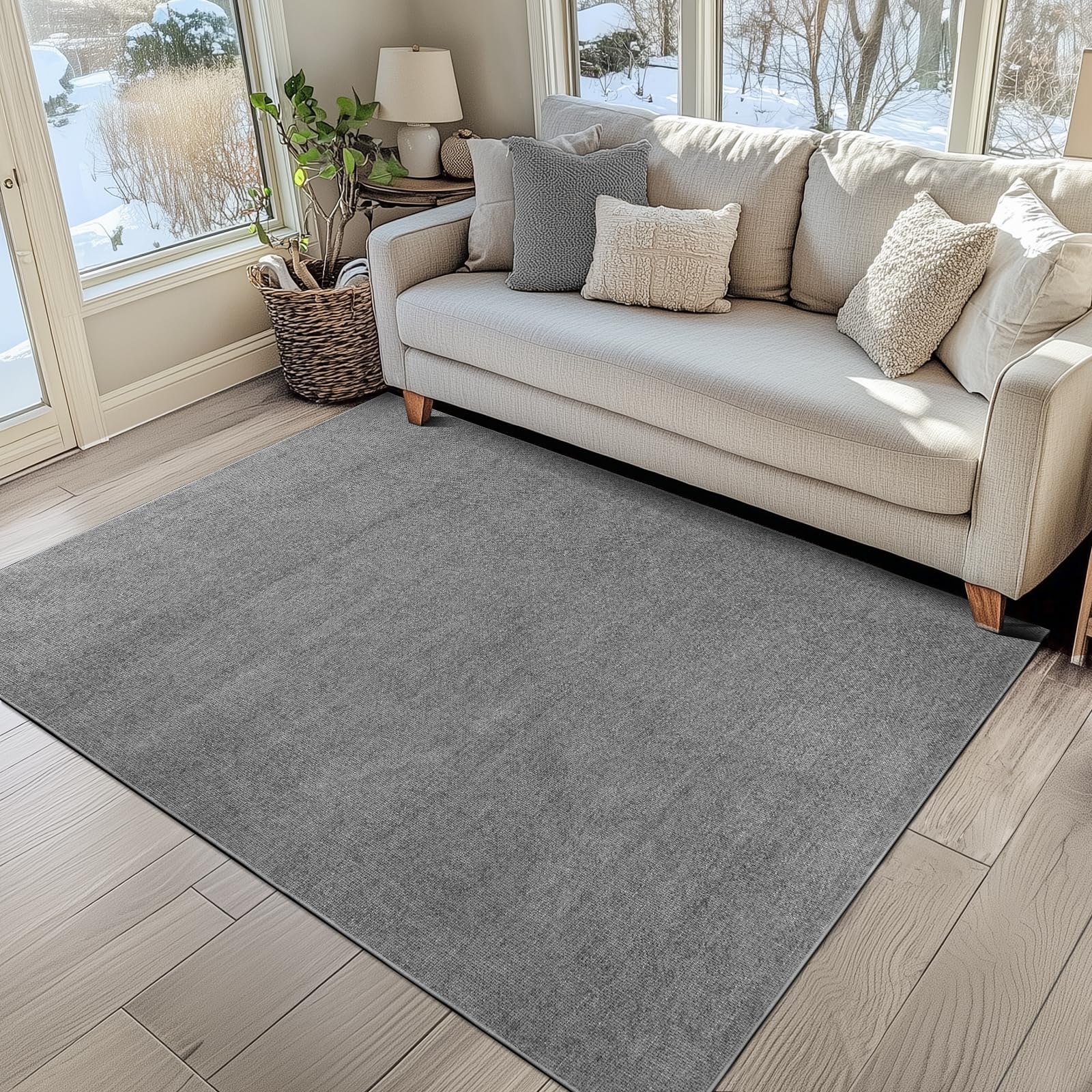 jinchan Modern Area Rug 4x6 Washable Rug Grid