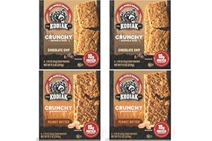 Kodiak Cakes Crunchy Granola Bar Variety Pack - Peanut Butter (2 boxes) and Chocolate Chip (2 boxes) High Protein Granola Bar Snack - 100% Whole Grain Granola Bars Bulk - (24) Total Pouches