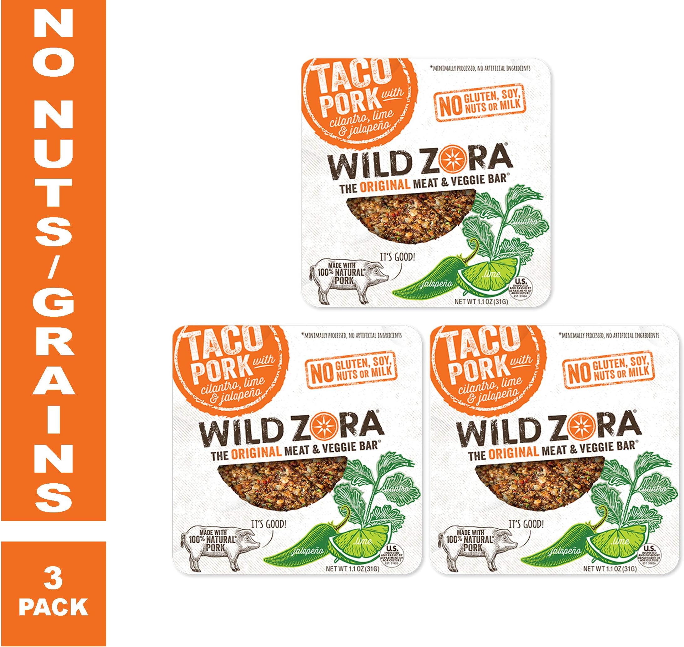 Wild Zora - Taco Pork - Meat and Veggie Bars (3-pack)