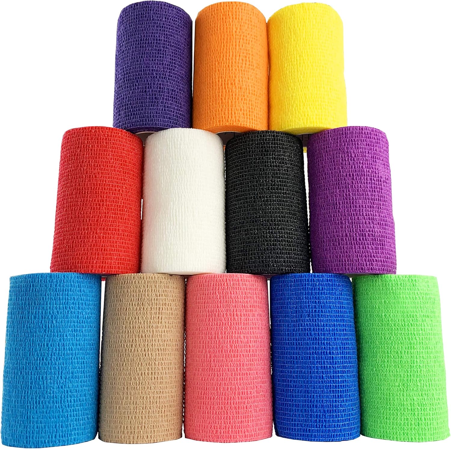 Inksafe Assorted Colours Self Adherent Cohesive Bandages 10cm x 4.5m Box of 12, Uses Include Vet Wrap