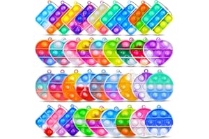 BICMAN Kids Party Favors Fidget Toys Pack 36 pcs Mini Pop Keychain Bulk Packs Sensory Stress Toy Classroom Birthday Goodie Bag Stuffers Carnival Prizes Easter Eggs Fillers