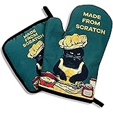 zcyhtqp, Made from Scratch, Funny Silicone Non-Slip Oven Mitts and Pot Holders Sets of 2, Cat Oven Mitts, Bake Lover Gift, Kitchen Gift for Cat Owner, Cat Mom
