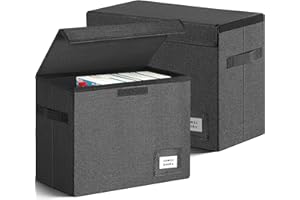Leffis 2 Pack Collapsible Comic Book Storage Box 15.5" X 7.5" X 11.3", Short Comic Book Box with Handles, Holds 150 Comics He