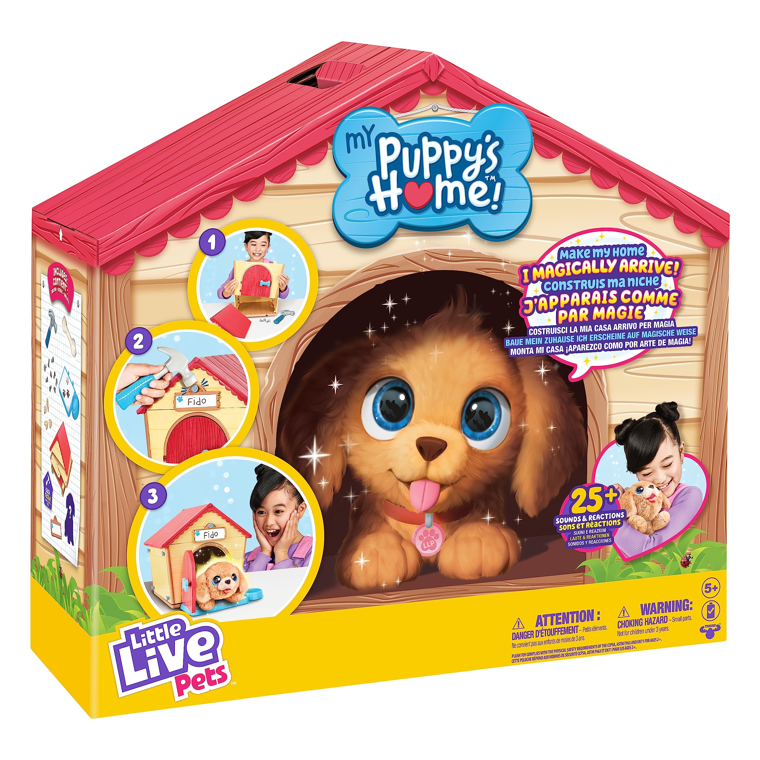 Little Live Pets My Puppy's Home Playset, Interactive Play Dog with Building Dog House Toys, Puppy Plush Toy with 25+ Sounds for Kids of Ages 5+