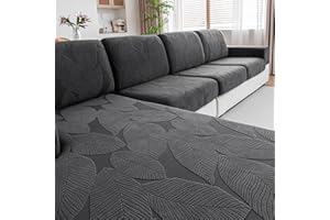 QIANMEW Couch Covers for Sectional Sofa, Washable Stretch Soft Sofa Cushion Covers L Shape Sofa Slipcovers Anti Slip Furniture Decor Protector for Pets (1PC Back Couch Cover,Dark Gray)